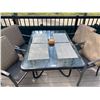 Image 2 : Glass-Top Patio Table w/ 4 x Matching Chairs and Cushions