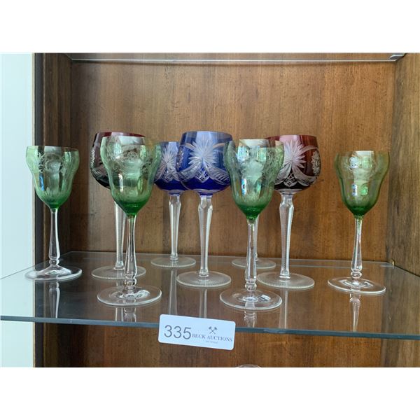 Red, Green, and Blue Coloured Stemware