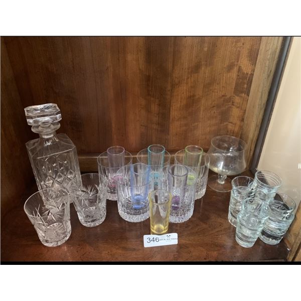 Crystal Decanter, Crystal Glasses, Assorted Shot Glasses, and More!