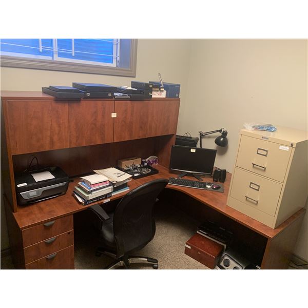 Large Wooden L-Shaped Desk (CONTENTS NOT INCLUDED)