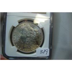 1887 Morgan Silver Dollar NGC MS 62