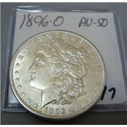 1896-O Morgan Silver Dollar AU-50 Obverse Damage