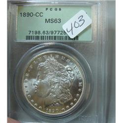 1890 Carson City Morgan Silver Dollar PCGS MS 63