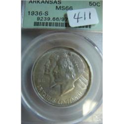 1936-S Arkansas .50 PCGS MS 66