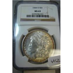 1904-O  Morgan Silver Dollar NGC MS63