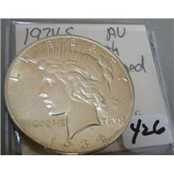 1934-S Peace Silver Dollar AU Improperly Cleaned