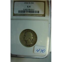 1932D Washington Quarter NGC G4