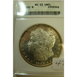 1882 Morgan Silver Dollar ANACS MS63 DMPL