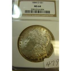 1884-O Morgan Silver Dollar NGC MS64