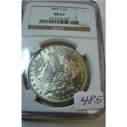 1884-O  Morgan Silver Dollar NGC MS62