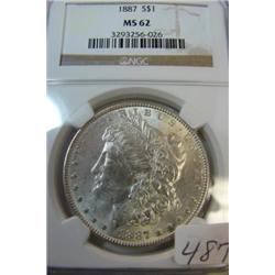 1887  Morgan Silver Dollar NGC MS63