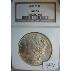 1885-O Morgan Silver Dollar NGC MS 65