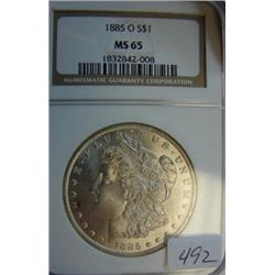 1885-O Morgan Silver Dollar NGC MS 65