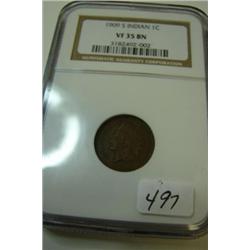 1909 S Indian Cent NGC VF35 BN