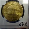 Image 2 : 1924 $20 St. Gaudens Gold Coin NGC MS62