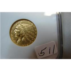 1909-D $5.00 Indian Head Gold Coin NGC AU58