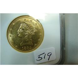 1885 $10.00 Liberty Head Gold Coin NGC AU 58