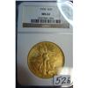 Image 1 : 1920  $20 St. Gaudens Gold Coin NGC MS62