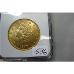 1897 $20.00 Liberty Head Gold Coin NGC AU 58