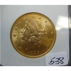 1899 $20.00 Liberty Head Gold Coin NGC MS 61