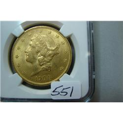 1906-D $20.00 Liberty Head Gold Coin NGC MS 62