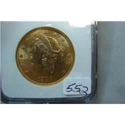 1907 $20.00 Liberty Head Gold Coin NGC MS 61