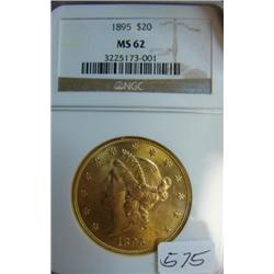 1895 $20.00 Liberty Gold Coin NGC MS 62