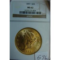 1897 $20.00 Liberty Gold Coin NGC MS 62