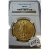 Image 1 : 1908 No Motto $20 St. Gaudens Gold Coin NGC MS 64
