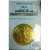 Image 1 : 1908 No Motto $20.00 St. Gaudens Gold Coin NGC MS