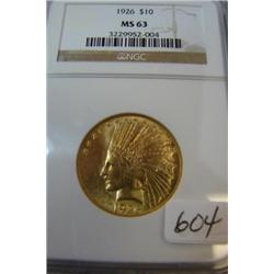 1926 $10.00 Indian Head gold Coin NGC MS 63