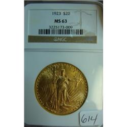 1923 $20.00 St. Gaudens Gold Coin NGC MS 63