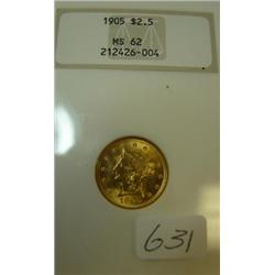 1905 $2.50 Liberty Gold Coin NGC MS62