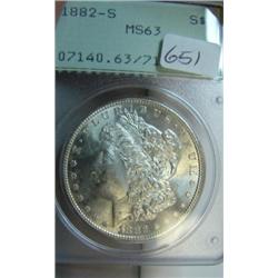 1882-S Morgan Silver Dollar PCGS MS 63