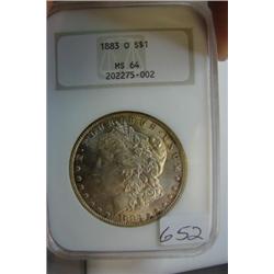 1883-O Morgan Silver Dollar NGC MS 64