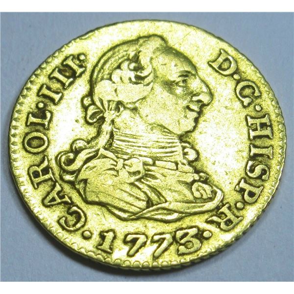 Authentic 1773 Spanish Gold 1/2 Escudo Old Antique Pirate Doubloon Treasure Coin