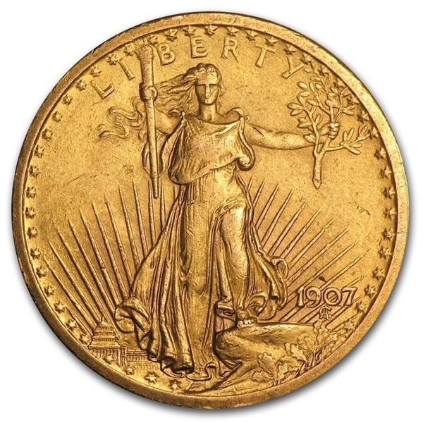 1907 $20 Saint-Gaudens Gold Double Eagle BU