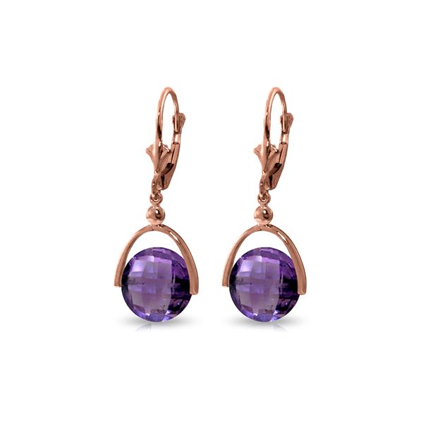 Genuine 6.5 ctw Amethyst Earrings 14KT Rose Gold - REF-43Y4F