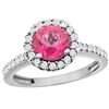 Image 1 : 1.38 CTW Pink Topaz & Diamond Ring 14K White Gold - REF-60F8N