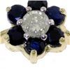 Image 1 : Genuine 0.50 ctw Sapphire & Diamond Ring 14KT Yellow Gold - REF-42H2X