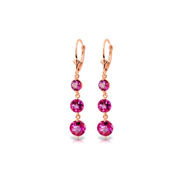 Genuine 7.2 ctw Pink Topaz Earrings 14KT Rose Gold - REF-44Y7F