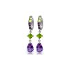 Image 1 : Genuine 5.38 ctw Peridot & Amethyst Earrings 14KT White Gold - REF-62Y7F