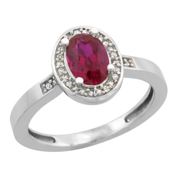 1.53 CTW Ruby & Diamond Ring 14K White Gold - REF-65K7W