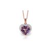 Image 1 : Genuine 3.24 ctw Amethyst & Diamond Necklace 14KT Rose Gold - REF-59W3Y