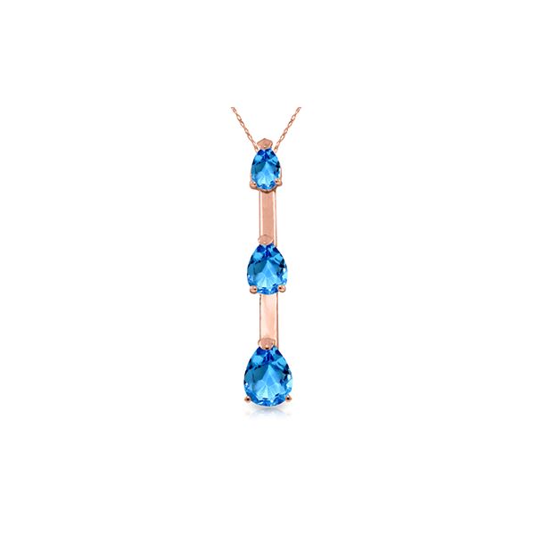 Genuine 1.71 ctw Blue Topaz Necklace 14KT Rose Gold - REF-27F5Z