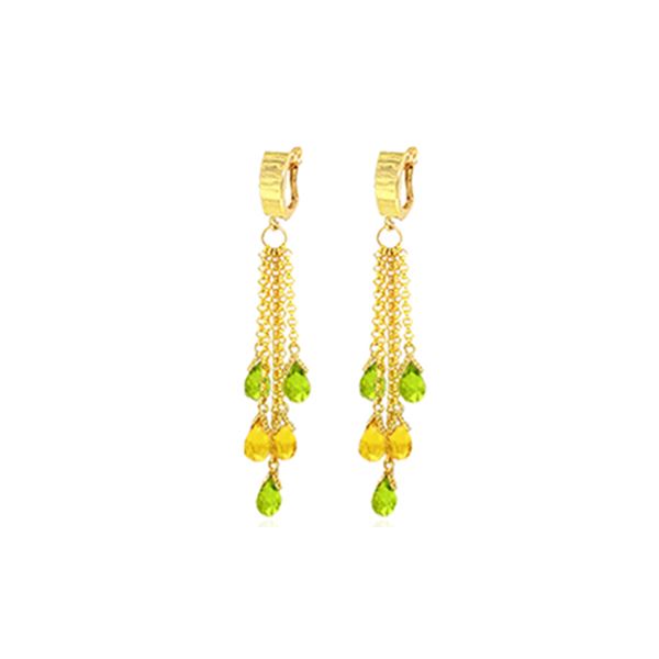 Genuine 7.3 ctw Peridot & Citrine Earrings 14KT Yellow Gold - REF-62A3K