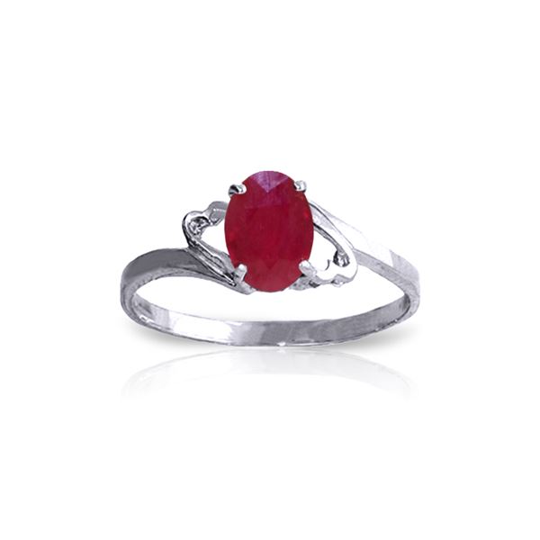 Genuine 1.15 ctw Ruby Ring 14KT White Gold - REF-24F5Z