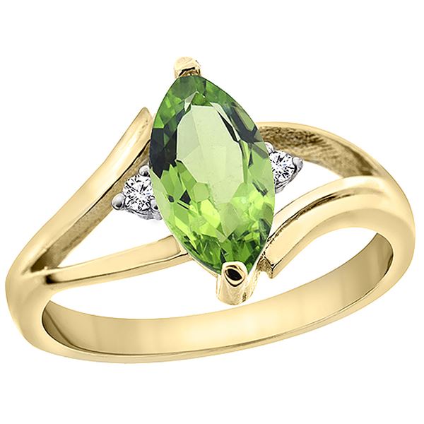 1.14 CTW Peridot & Diamond Ring 14K Yellow Gold - REF-31K3W