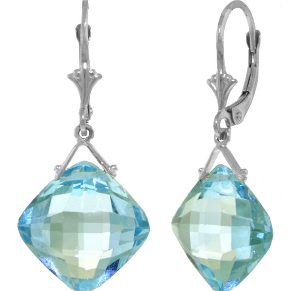 Genuine 17.5 ctw Blue Topaz Earrings 14KT White Gold - REF-36Z3N