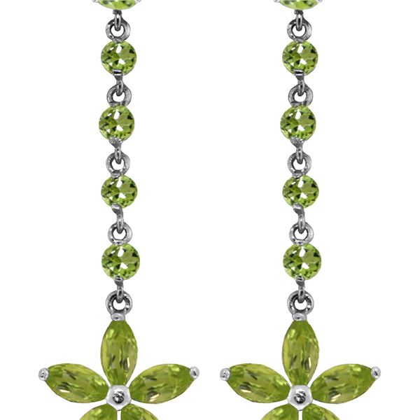 Genuine 4.8 ctw Peridot Earrings 14KT White Gold - REF-56T8A